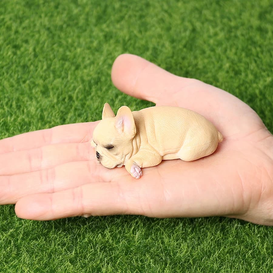 Simulation Solid French Bulldog Animal Figures, Collectible Dog Ornaments, Indoor Home Party Decor Birthday Present for Kids