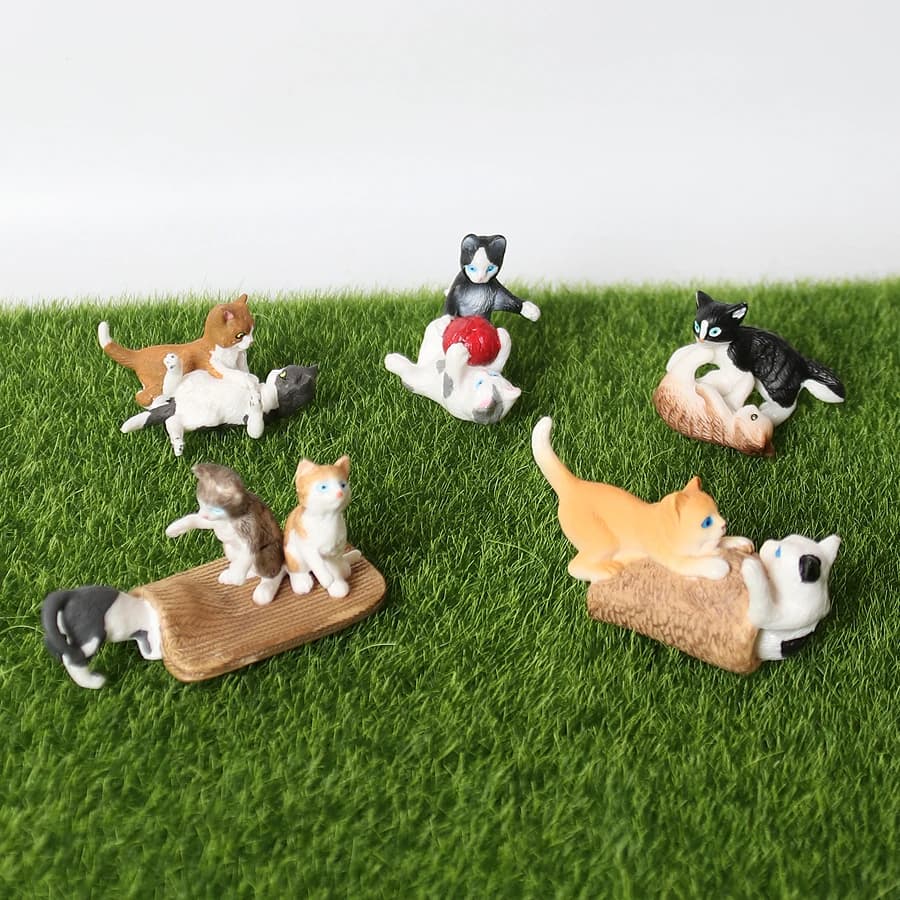 Realistic Cat Animal Model Figures Toy Pet Cat Figurines Playset Cognition Toys Set Christmas Birthday Cake Topper Gift for Kids