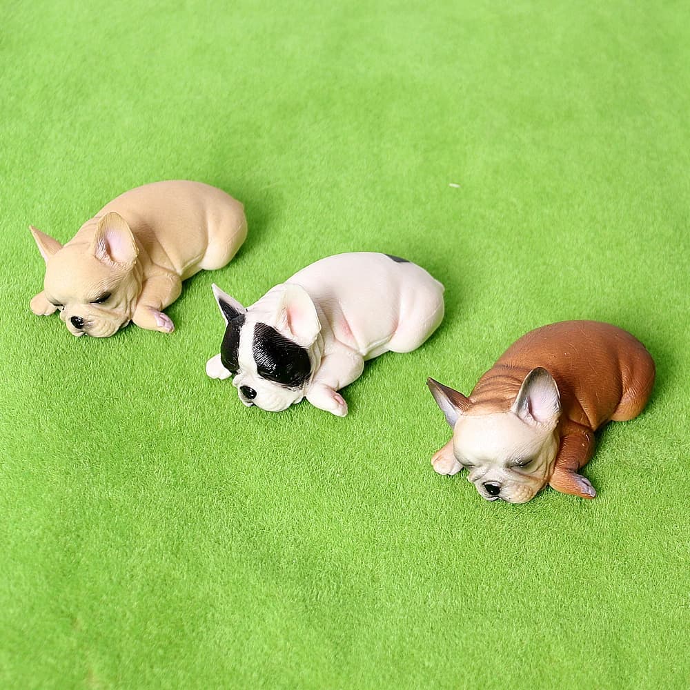 Simulation Solid French Bulldog Animal Figures, Collectible Dog Ornaments, Indoor Home Party Decor Birthday Present for Kids