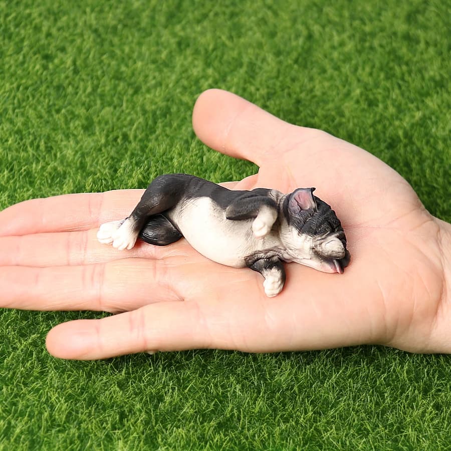 Simulation Solid French Bulldog Animal Figures, Collectible Dog Ornaments, Indoor Home Party Decor Birthday Present for Kids