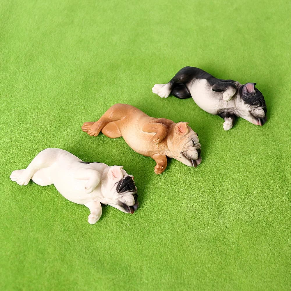 Simulation Solid French Bulldog Animal Figures, Collectible Dog Ornaments, Indoor Home Party Decor Birthday Present for Kids