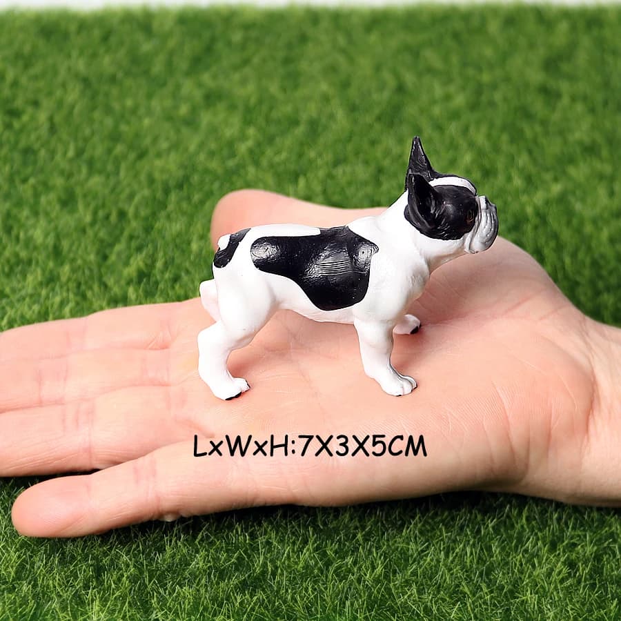 Realistic French Bulldog Pet Dog Family Animal Model Figure Toy Collection Cake Topper,Garden Plant,Automobile Decoration