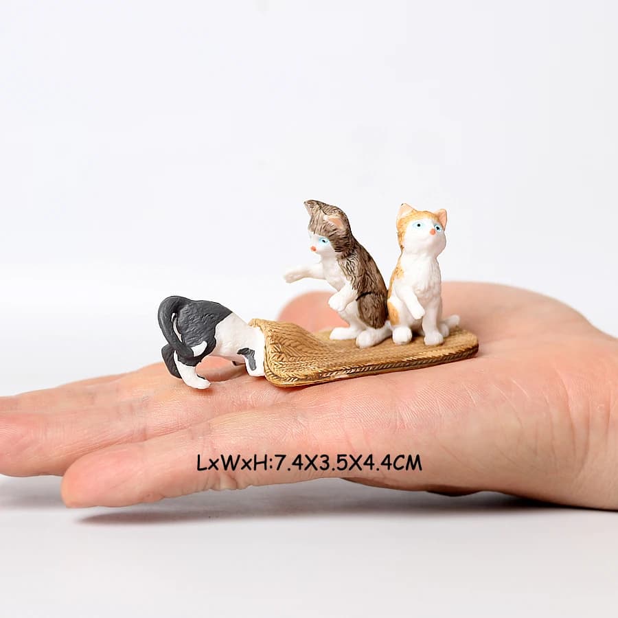 Realistic Cat Animal Model Figures Toy Pet Cat Figurines Playset Cognition Toys Set Christmas Birthday Cake Topper Gift for Kids