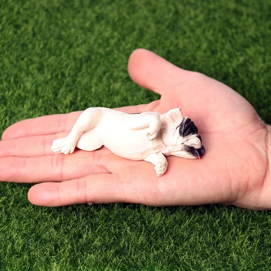 Simulation Solid French Bulldog Animal Figures, Collectible Dog Ornaments, Indoor Home Party Decor Birthday Present for Kids