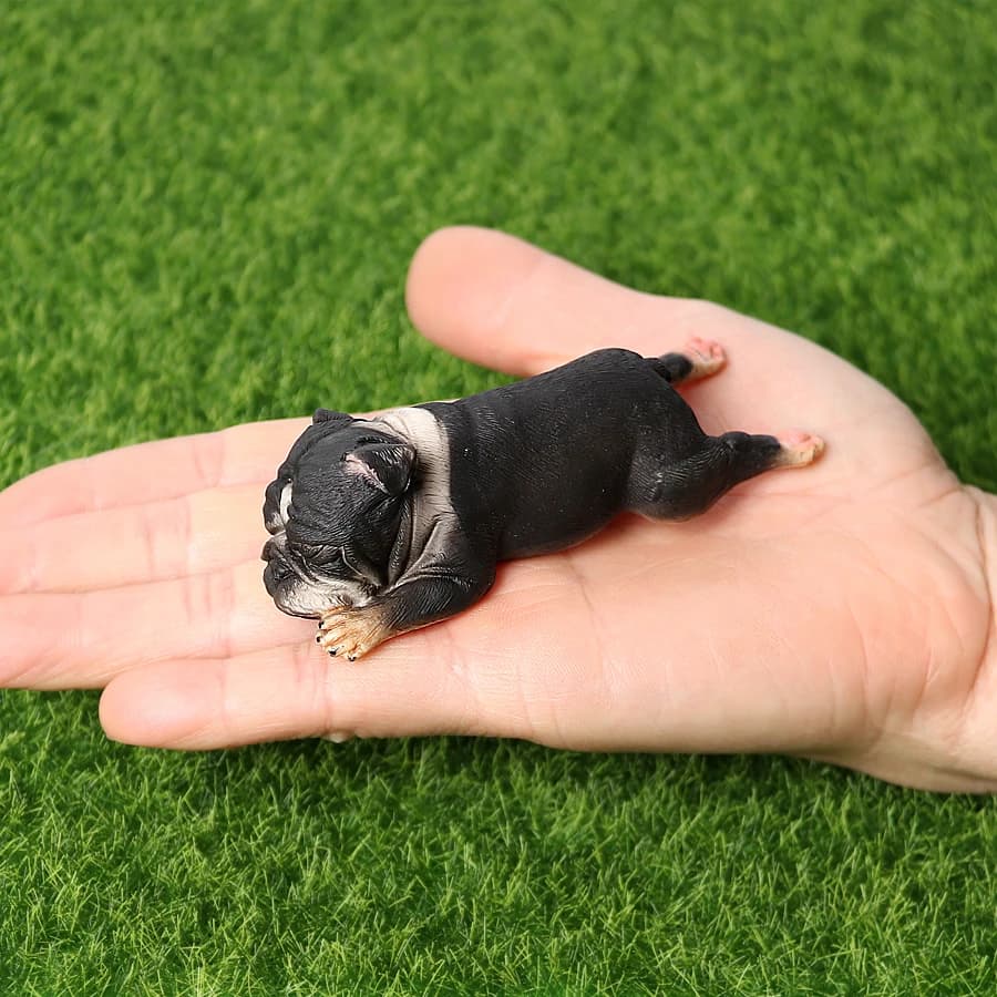Simulation Solid French Bulldog Animal Figures, Collectible Dog Ornaments, Indoor Home Party Decor Birthday Present for Kids