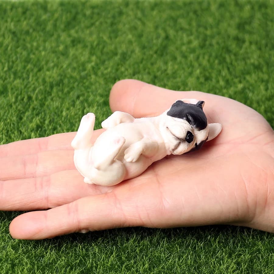 Simulation Solid French Bulldog Animal Figures, Collectible Dog Ornaments, Indoor Home Party Decor Birthday Present for Kids