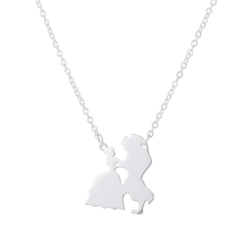 2025 New Movie Jewelry Beauty and the Beast Necklace for Women Prince Princess Pendant Necklaces Lover Accessories Gifts