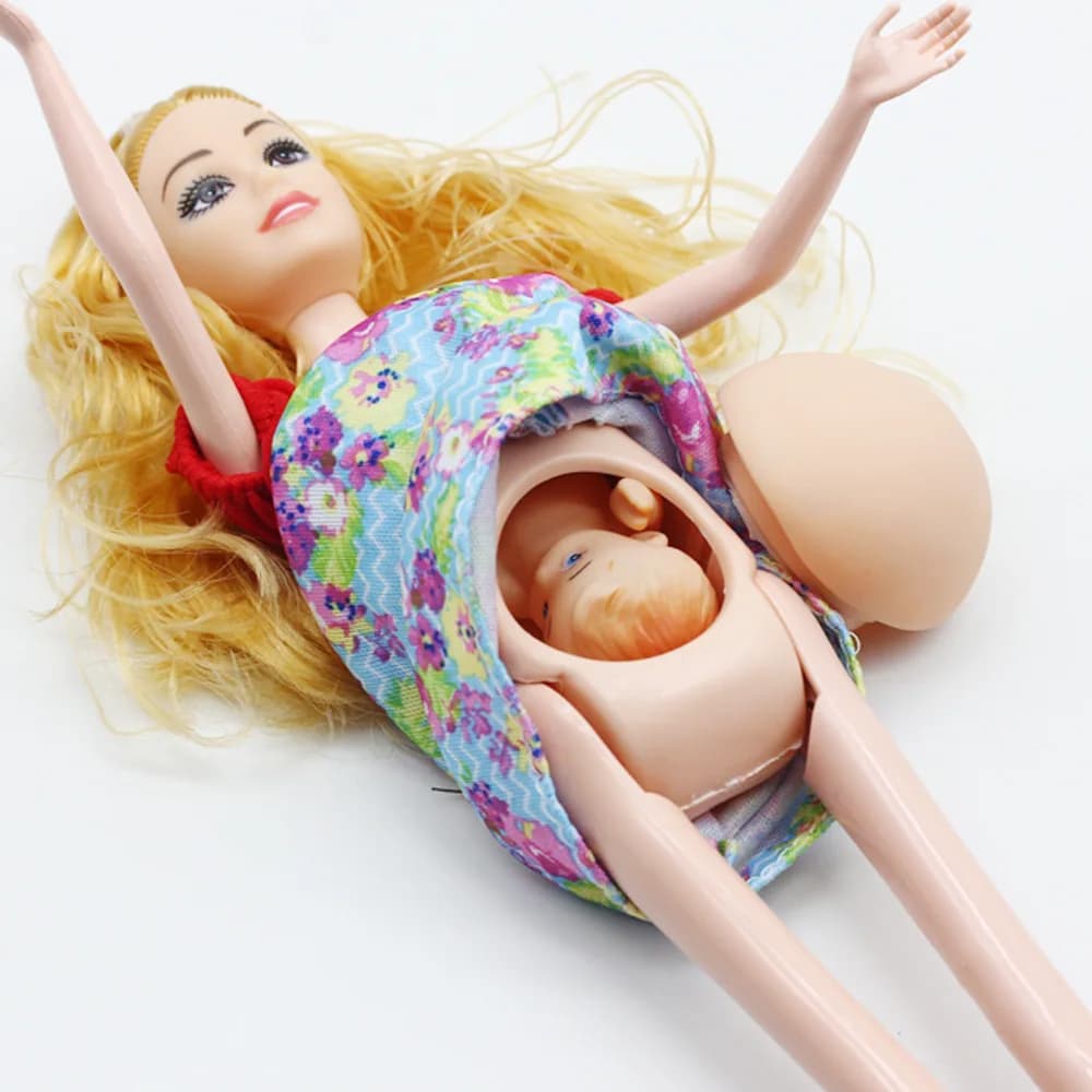 Big Belly Childing 29cm Doll Girls Play House Toy Pregnancy with a reborn Baby Have a Baby In Her Tummy Real Pregnant Mother