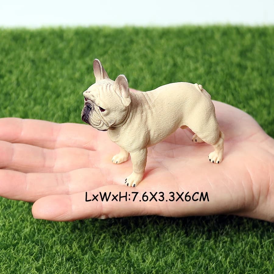 Realistic French Bulldog Pet Dog Family Animal Model Figure Toy Collection Cake Topper,Garden Plant,Automobile Decoration