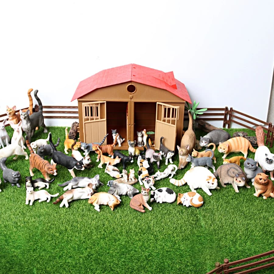 Realistic Cat Animal Model Figures Toy Pet Cat Figurines Playset Cognition Toys Set Christmas Birthday Cake Topper Gift for Kids