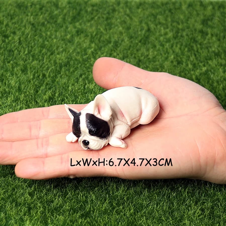 Realistic French Bulldog Pet Dog Family Animal Model Figure Toy Collection Cake Topper,Garden Plant,Automobile Decoration