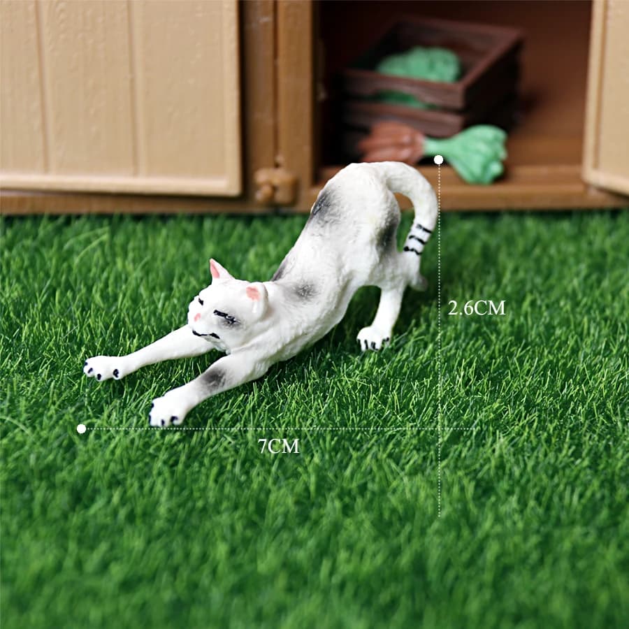 Realistic Cat Animal Model Figures Toy Pet Cat Figurines Playset Cognition Toys Set Christmas Birthday Cake Topper Gift for Kids