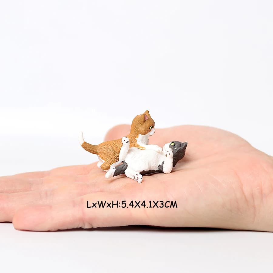 Realistic Cat Animal Model Figures Toy Pet Cat Figurines Playset Cognition Toys Set Christmas Birthday Cake Topper Gift for Kids