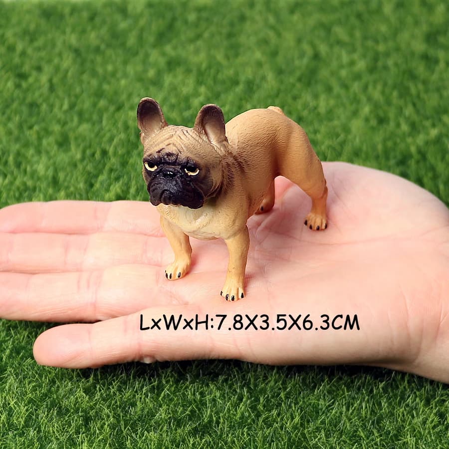 Realistic French Bulldog Pet Dog Family Animal Model Figure Toy Collection Cake Topper,Garden Plant,Automobile Decoration
