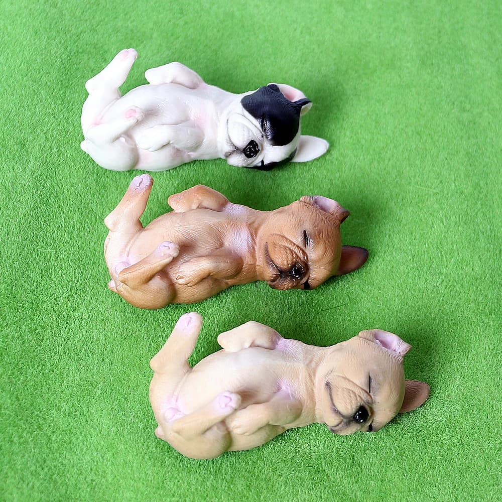 Simulation Solid French Bulldog Animal Figures, Collectible Dog Ornaments, Indoor Home Party Decor Birthday Present for Kids