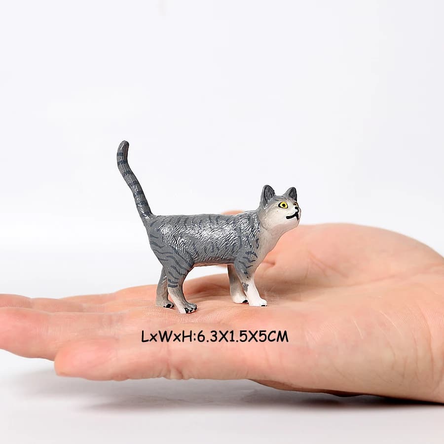 Realistic Cat Animal Model Figures Toy Pet Cat Figurines Playset Cognition Toys Set Christmas Birthday Cake Topper Gift for Kids