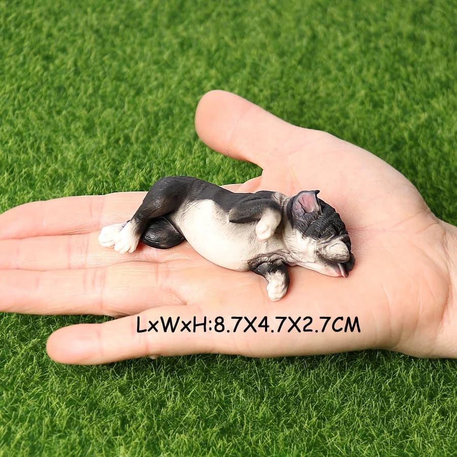 Realistic French Bulldog Pet Dog Family Animal Model Figure Toy Collection Cake Topper,Garden Plant,Automobile Decoration