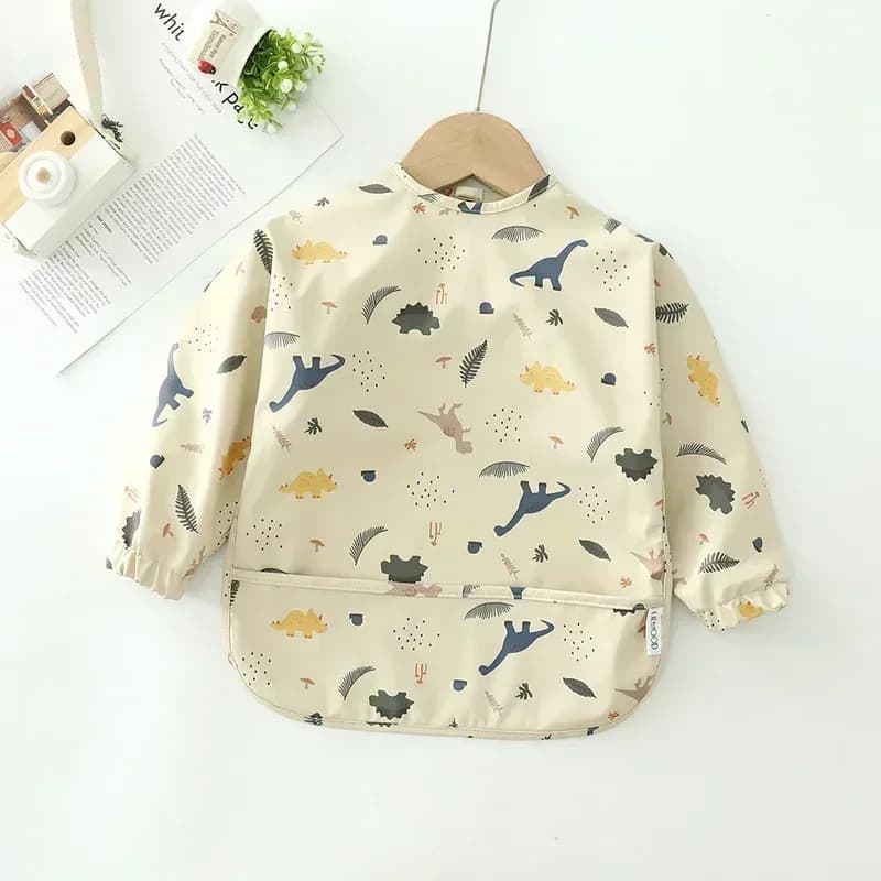 Baby Soft Waterproof Bib Kid Long Sleeves Adjustable Feeding Cloth Little Boy Girl Painting Smock Child Meal Eating Apron