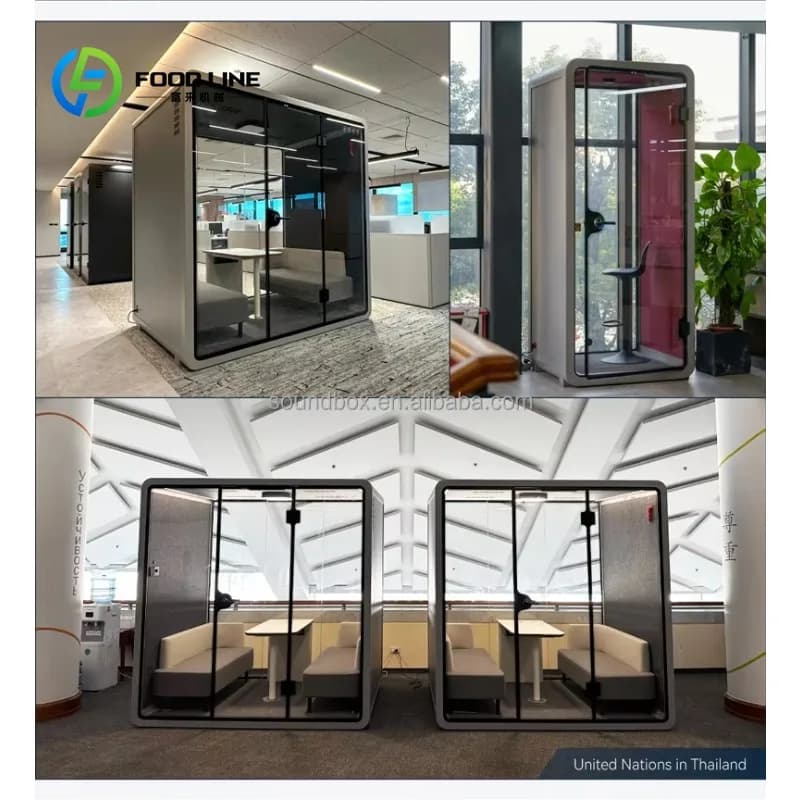 Customized Large Office Pod for 6 People, New Design with Desk, Smart Silent Workspace for Home Office, Soundproof