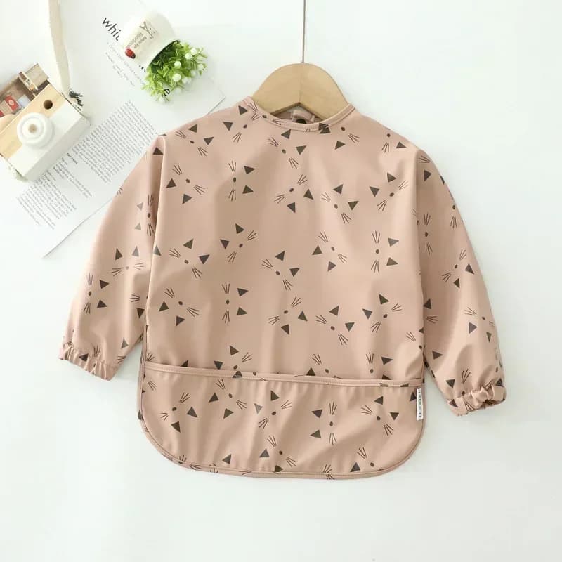 Baby Soft Waterproof Bib Kid Long Sleeves Adjustable Feeding Cloth Little Boy Girl Painting Smock Child Meal Eating Apron