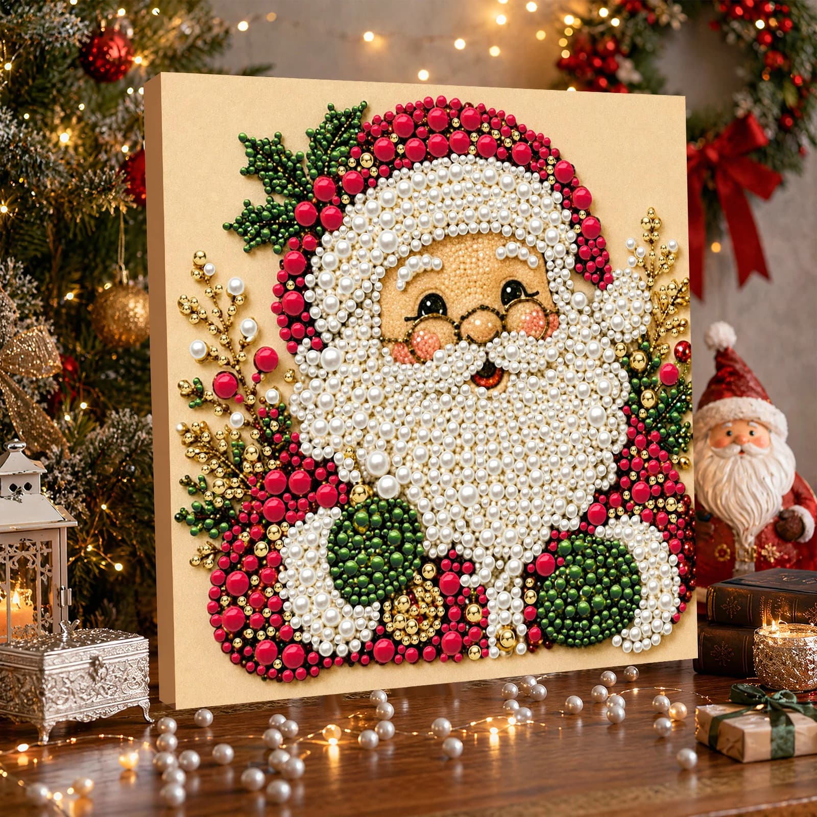 Christmas Decor DIY Santa Claus Snowman 3D Pearl Painting Diamond Art Kits for Beginners 20*20CM for Home Wall Decoration Gift