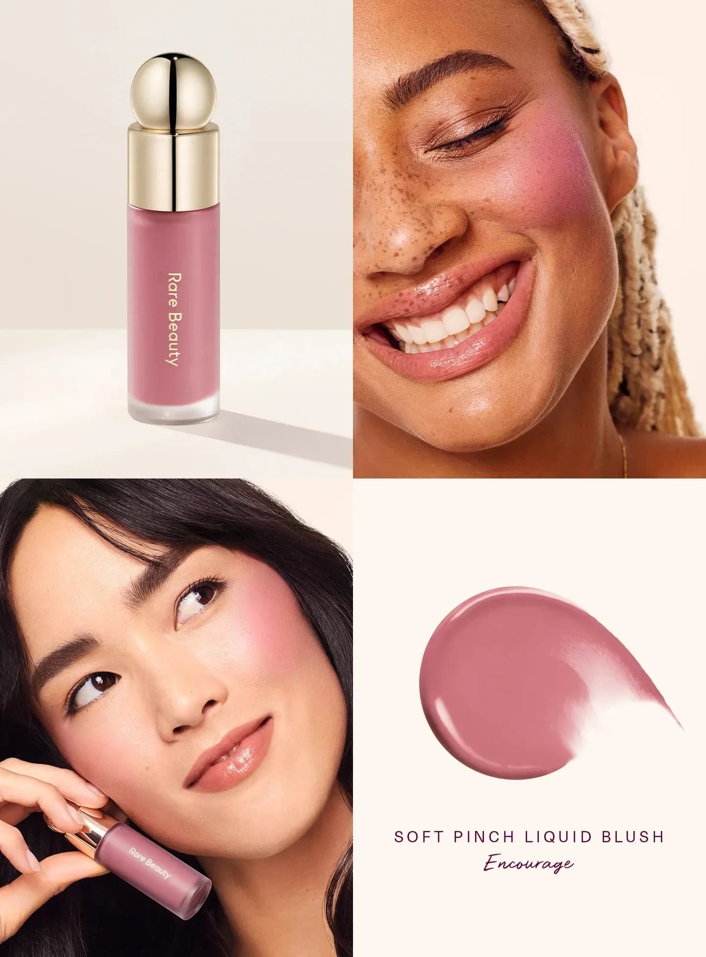 Rare Beauty Melting Cream Blush Makeup Matte Pearlescent Texture Glitter Blush Highlighter Bright Nourish Moisturize Lip Gloss