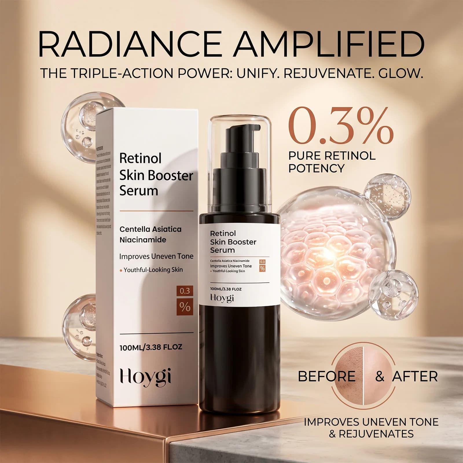 Retinol Renewal Serum Hydrating Moisturizing Gentle Smooth Anti Aging Brightening Face Nourishing Essence Daily All Skin Types
