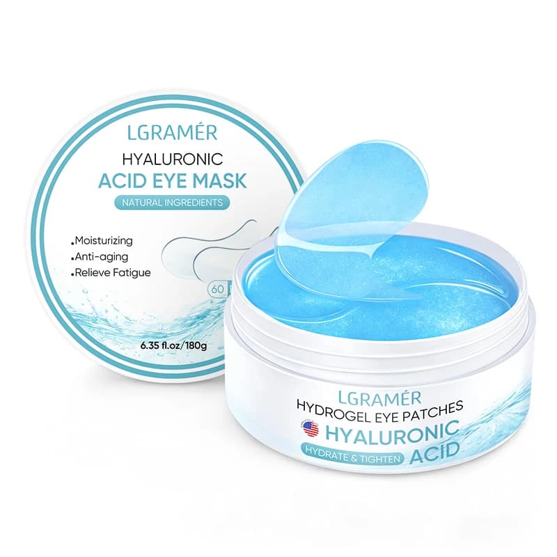 Blue Collagen Gel Eye Patches with Hyaluronic Acid, Hydrating Under Eye Mask for Puffy Eyes, Dark Circles, Eye Bags & Fine Line