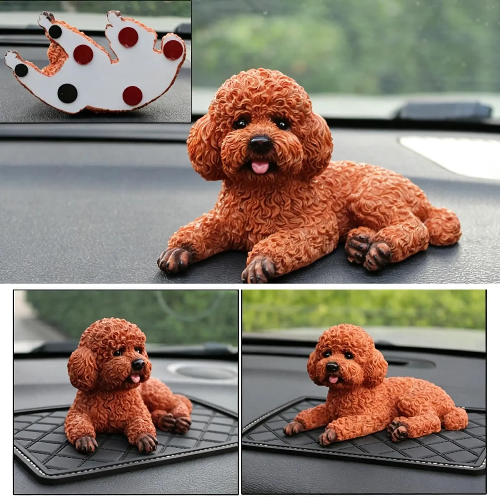 Dog Dashboard Decoration Realistic Cute Resin Puppy Statue With Mat Car Dash Decorations For Desks Bookshelves Tables Home decor
