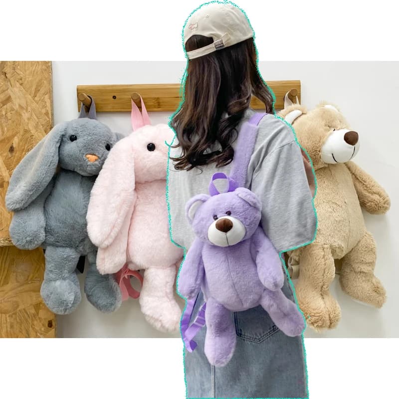Backpacks 2025 Cartoon Teddy Bear Kids School Bags Bunny Rabbit Purple Cute Girl's Birthday Gift College Girl Casual Bag Kawaii