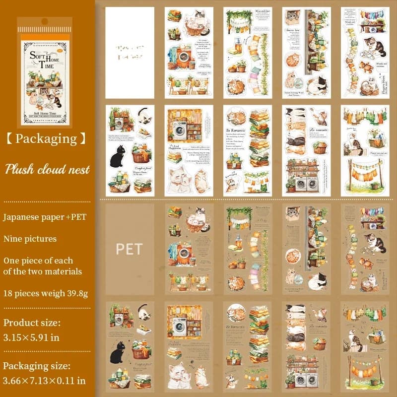 Homely Aesthetics 18 Exquisite Dual Material Die-Cut Stickers in 6 Home Decor Designs Soft  Time Series