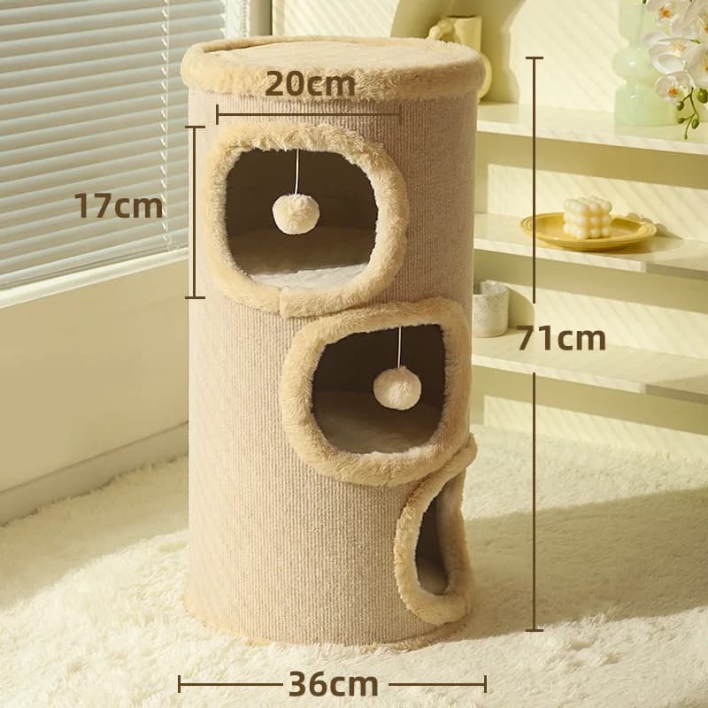 Cat Tree with Cat House 2 in 1 Warm Enclosed Cat Condo Sisal Scratching Post for All Seasons