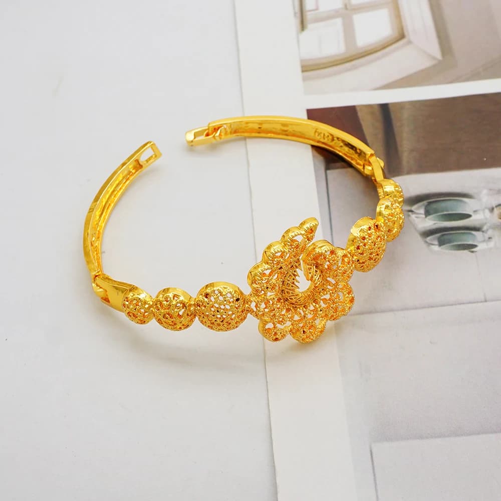 Elegant Italian Dubai Jewelry Sets Luxury Design Full Set Party Jewelry Two Tone Necklace Earrings Ring And Bracelet