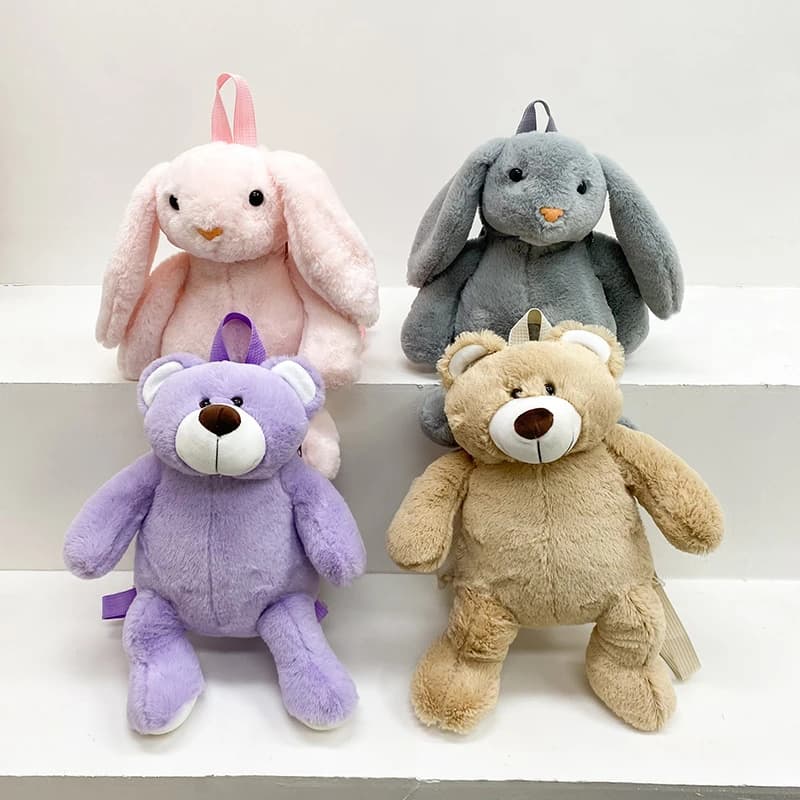 Backpacks 2025 Cartoon Teddy Bear Kids School Bags Bunny Rabbit Purple Cute Girl's Birthday Gift College Girl Casual Bag Kawaii