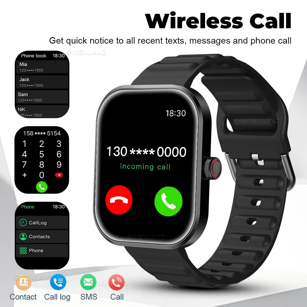 New Smart Watch for Men Women - 2.01" HD Full Touch Screen, wireless Call, Health monitoring & Sleep Monitor, Fitness Tracker,