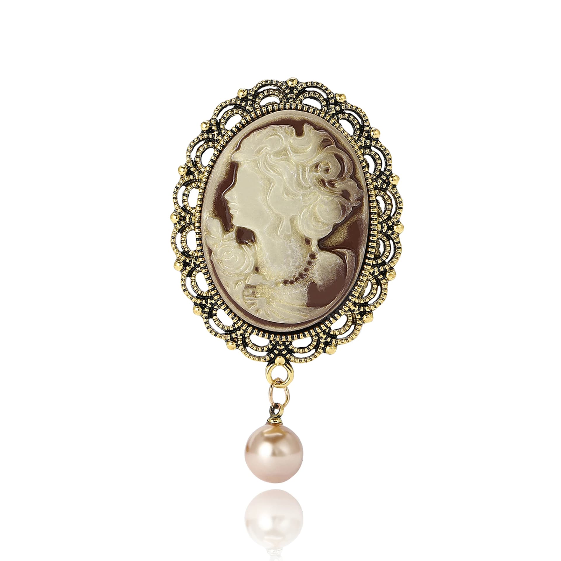 Beaut&Berry Vintage Enamel Pendant Beauty Head Brooches for Women Unisex Figure Pins Casual Party Accessories New Gifts Friends