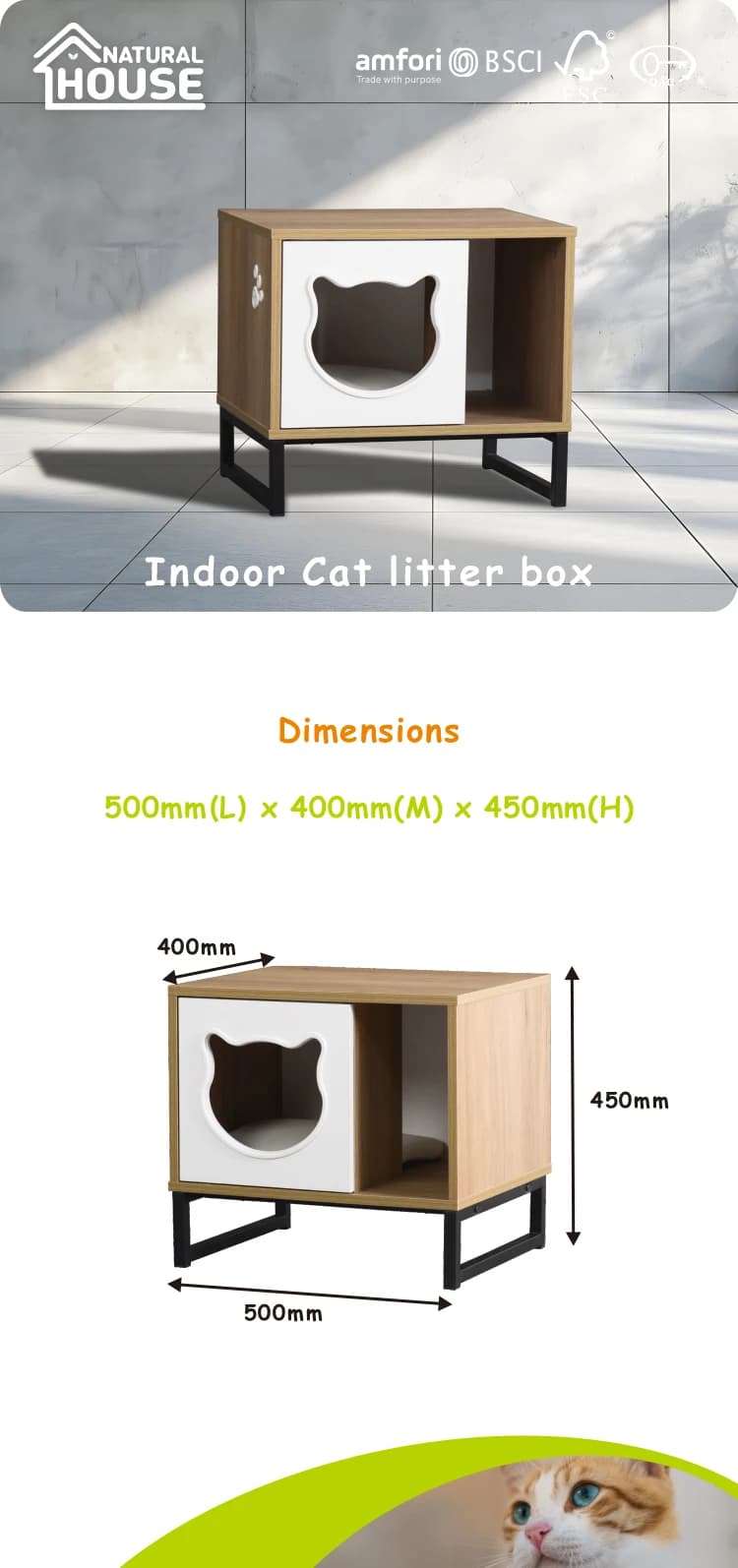 Convenient Moveable Wooden Cat House