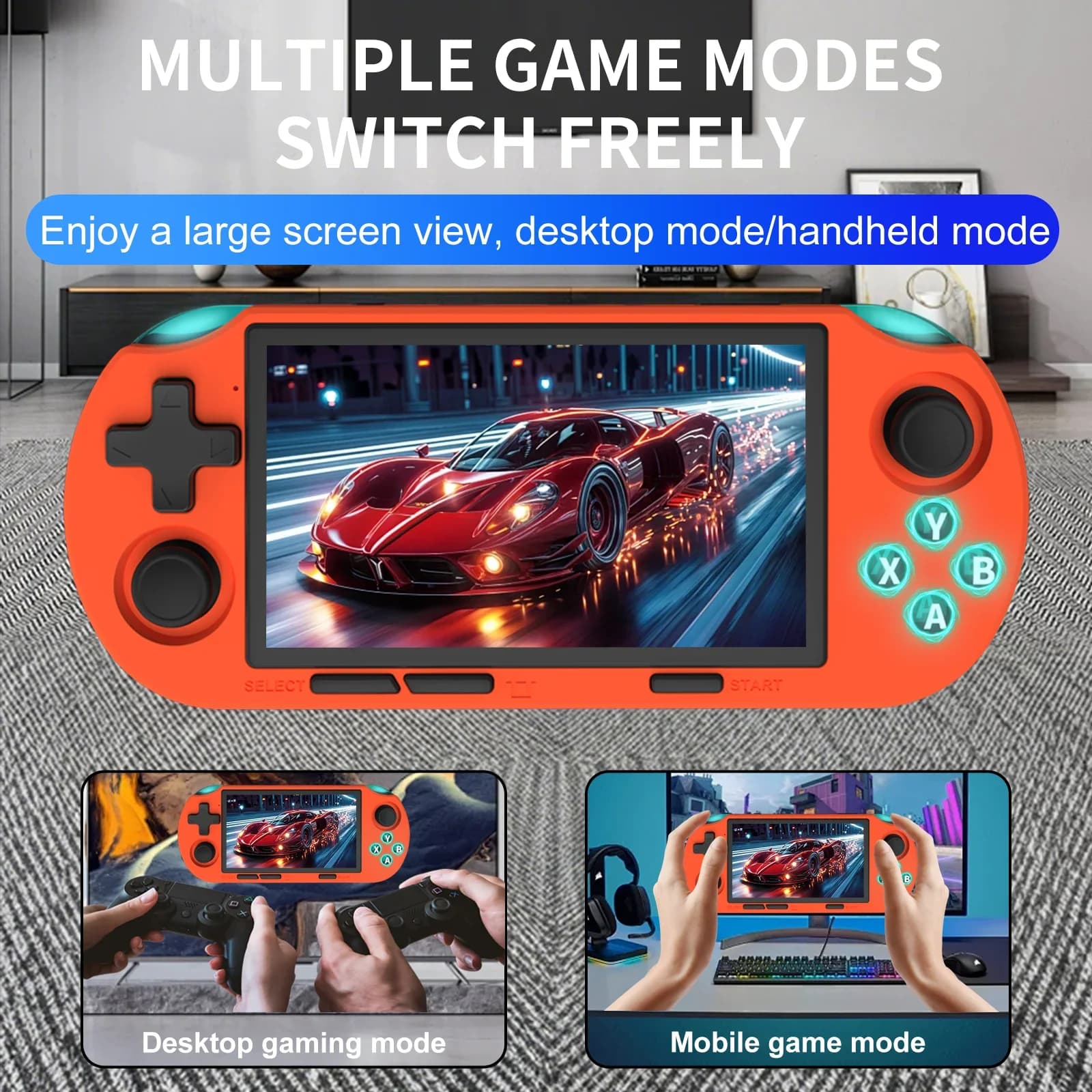 GAMINJA Handheld Portable Gaming Console 4.5Inch HD IPS Screen Display Retro Gaming System LED Lights Built-in 12000 Games