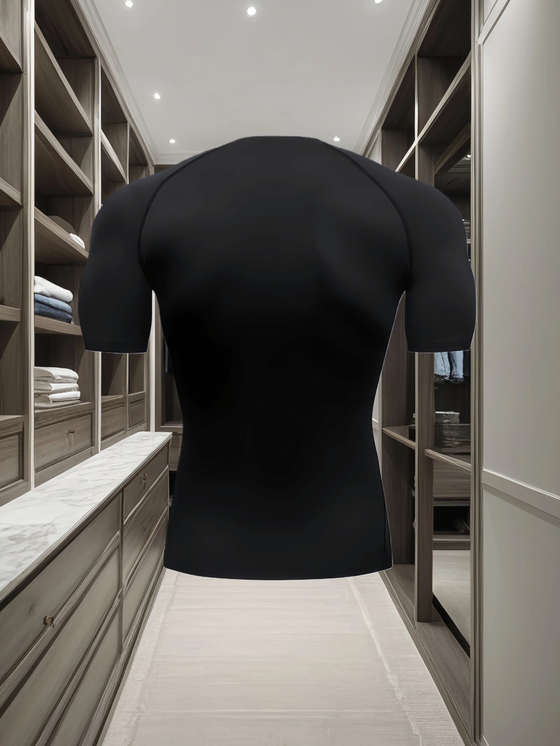Men's fitness workout set, including a short-sleeve fitness T-shirt and double-layer athletic shorts