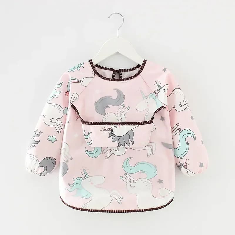 Baby Bibs Waterproof Infant Eating Bib with Pocket Children Drawing Long Sleeve Apron Kid Burp Cloth Boys Girls Bandana Stuff