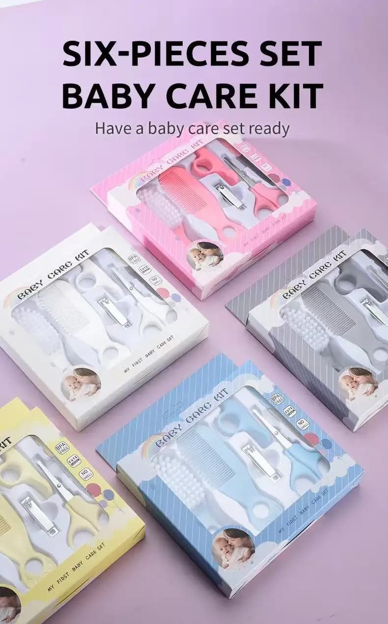 Baby Grooming Kit Baby Care Set Cute Design Comb Brush Nail Clippers Scissors Safe Newborn Infant Grooming Tools