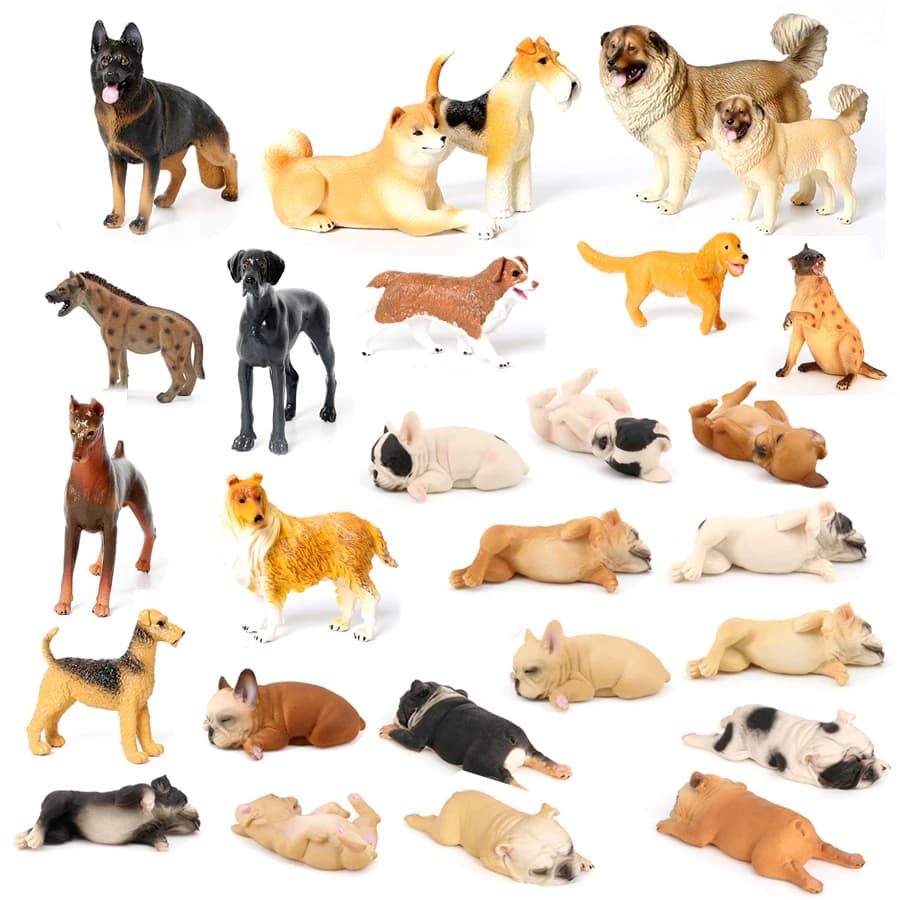 Simulation Solid French Bulldog Animal Figures, Collectible Dog Ornaments, Indoor Home Party Decor Birthday Present for Kids