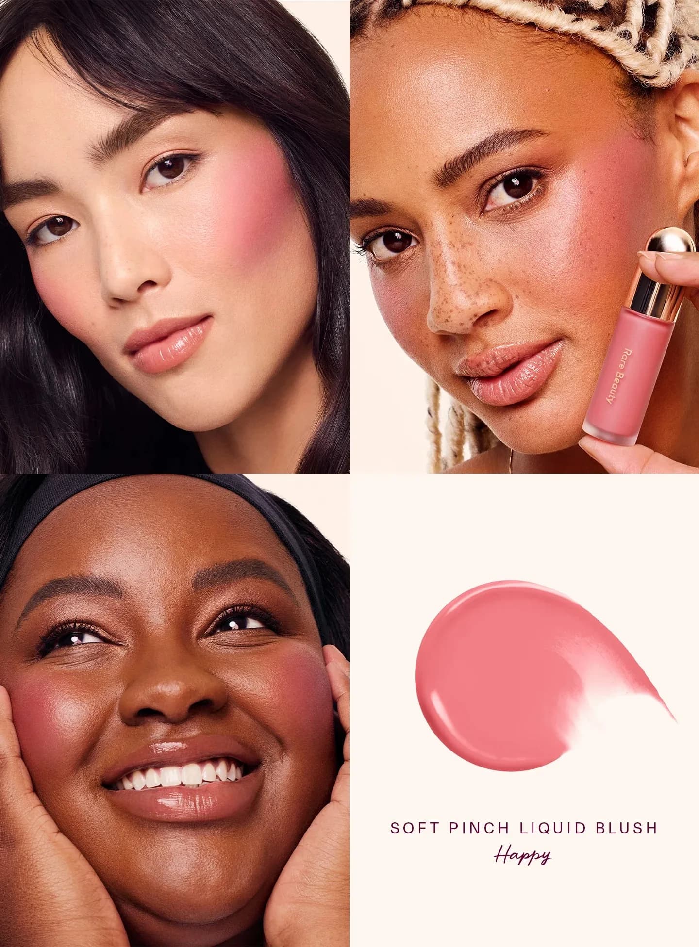 Rare Beauty Melting Cream Blush Makeup Matte Pearlescent Texture Glitter Blush Highlighter Bright Nourish Moisturize Lip Gloss