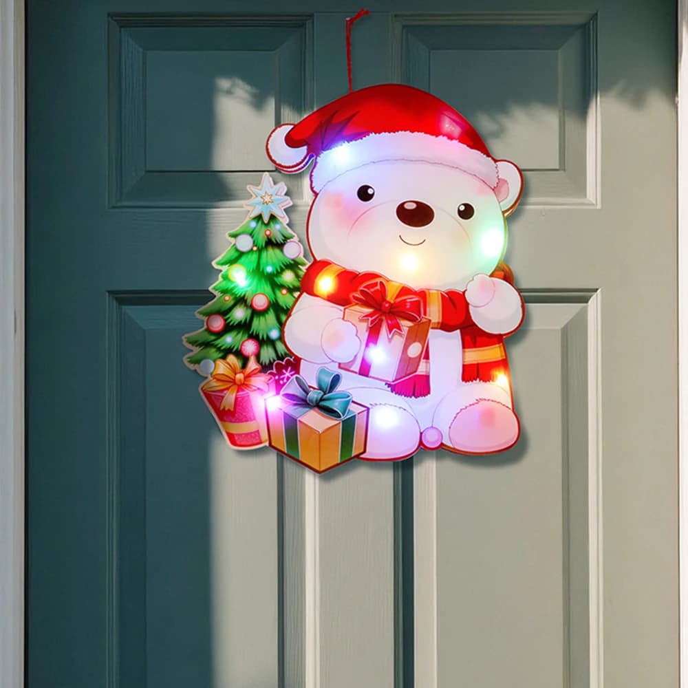 Christmas LED Lighted Decor, Christmas Door Hanging Decor, Indoor/Outdoor Holiday Wall Decor for Fireplace, Porch, Balcony