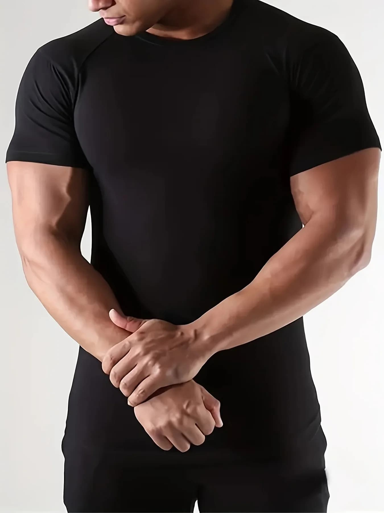 Sports tight-fitting clothes, short-sleeved shirts for fitness running training, breathable fitness T-shirts for men