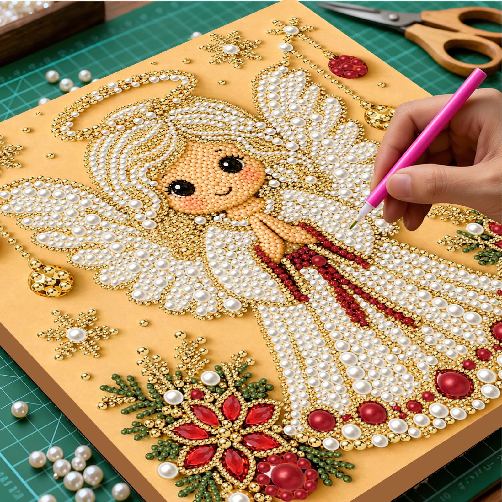 Christmas Decor DIY Santa Claus Snowman 3D Pearl Painting Diamond Art Kits for Beginners 20*20CM for Home Wall Decoration Gift