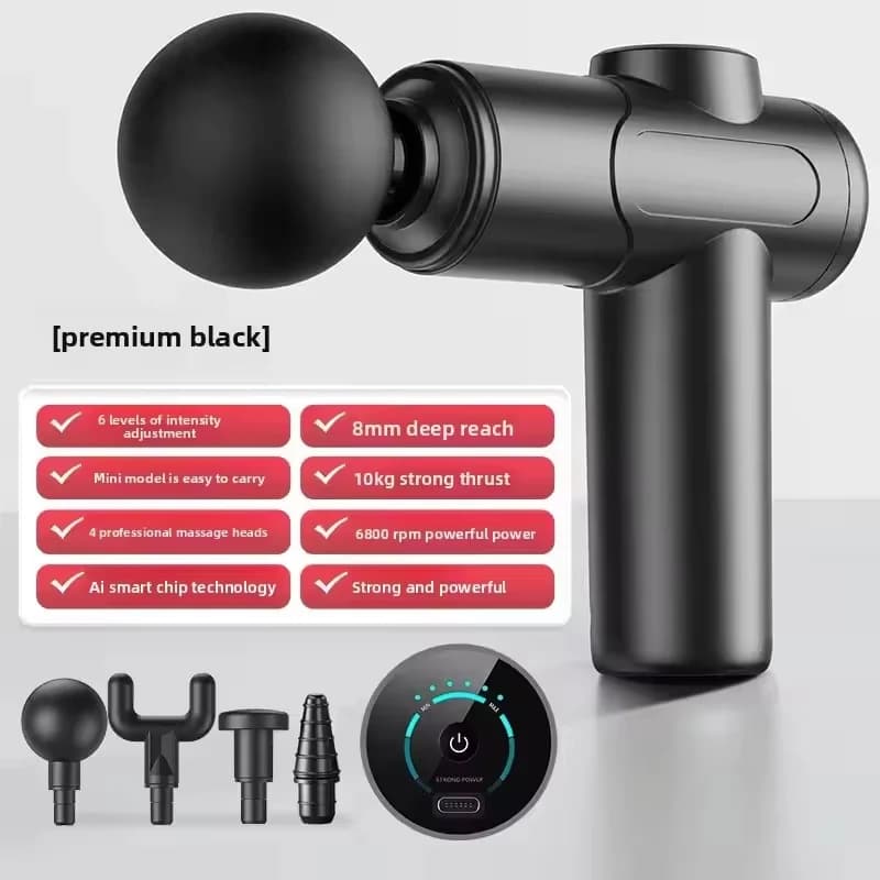 Massage Gun, Deep Tissue Massage for Athletes for Pain Relief, Percussion Massager with 6speeds 4 massge heads