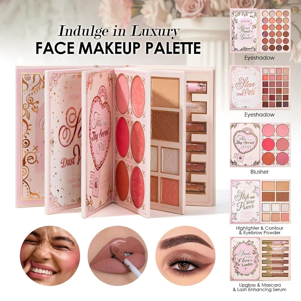 5‑Page Full Face Makeup Kit, Matte & Shimmer Eyeshadow, Blush, Contour, Lip Gloss Mascara for Versatile Makeup Looks