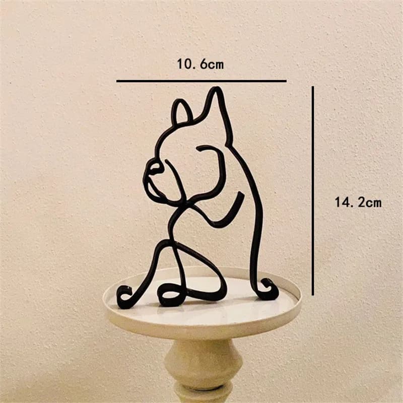 Dog Art Sculpture Metal Dog Abstract Minimalist Art Iron Figurines Office Desktop Accessories For Home Decoration Cute Miniature
