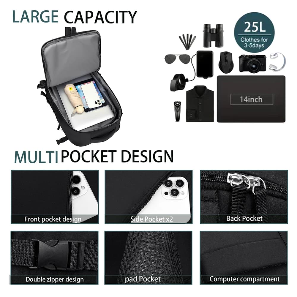 Backpack, Multifunctional, Large Capacity Backpack, Business Travel Luggage Bag, Travel Boarding Bag, Lightweight Computer Bag